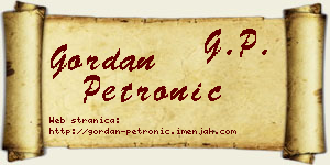 Gordan Petronić vizit kartica
